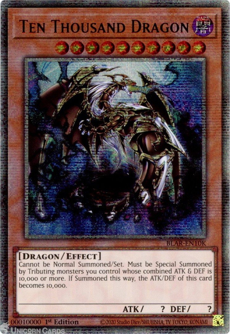 BLAR-EN10K Ten Thousand Dragon 10000 Secret Rare 1st Edition Mint YuGiOh Card – Photo 1