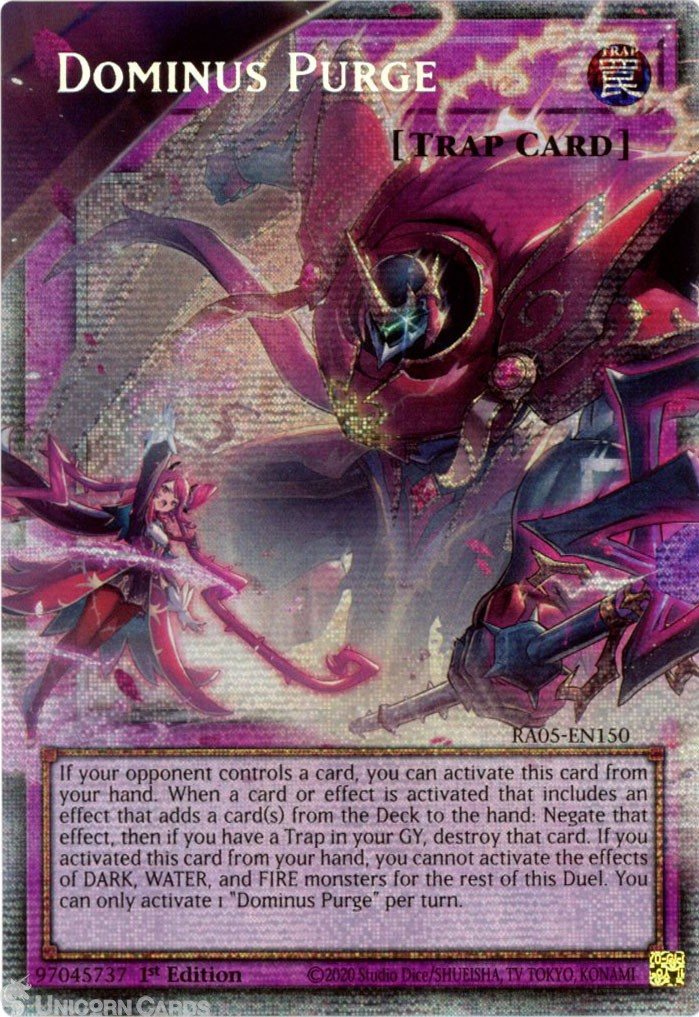 RA05-EN150 Dominus Purge (Extended Art) : Starlight Rare 1st Edition Mint YuGiOh – Photo 1