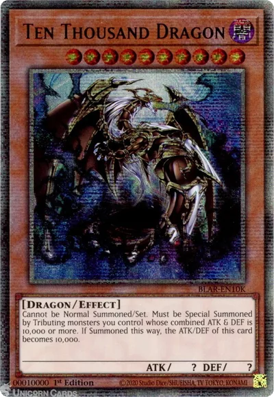 BLAR-EN10K Ten Thousand Dragon 10000 Secret Rare 1st Edition Mint YuGiOh Card